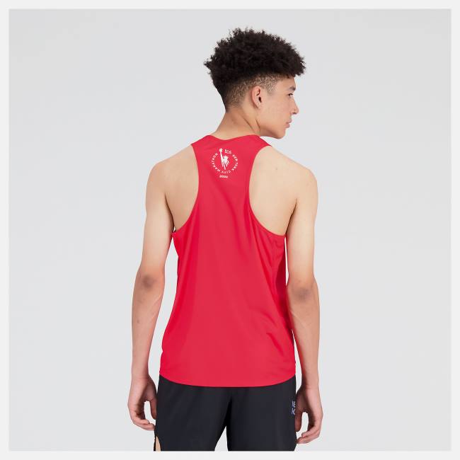 New Balance NYC Marathon Printed Singlet T-shirt Herr Röda | NB206RHL