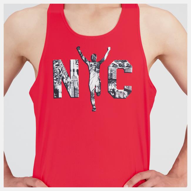 New Balance NYC Marathon Printed Singlet T-shirt Herr Röda | NB206RHL