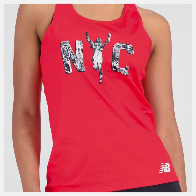 New Balance NYC Marathon Printed Singlet T-shirt Dam Röda | NB763EMV