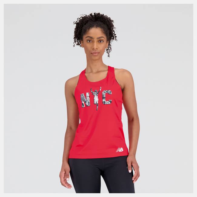 New Balance NYC Marathon Printed Singlet T-shirt Dam Röda | NB763EMV