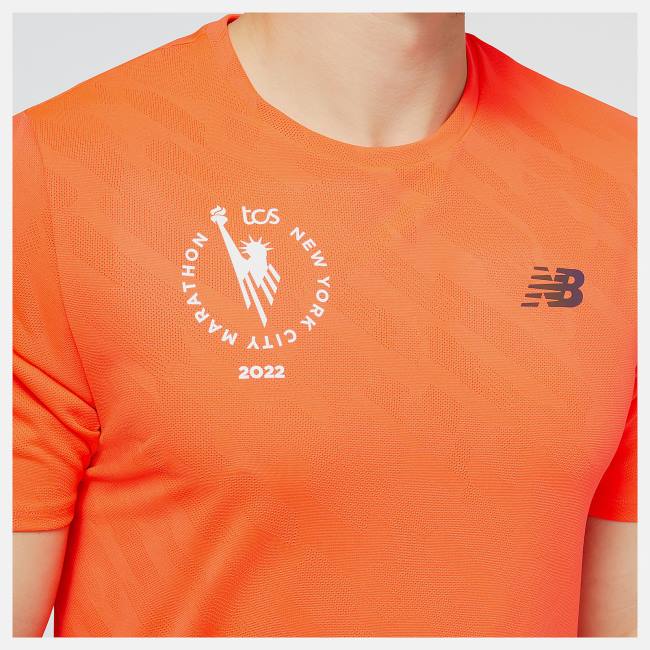 New Balance NYC Marathon Q Speed Jacquard Korta Sleeve T-shirt Herr Röda | NB264OEG