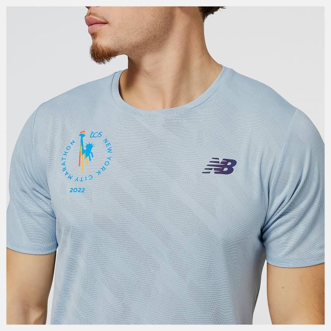 New Balance NYC Marathon Q Speed Jacquard Korta Sleeve T-shirt Herr Ljusgrå | NB685OZG