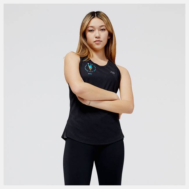 New Balance NYC Marathon Q Speed Jacquard Tank T-shirt Dam Svarta | NB796AXN