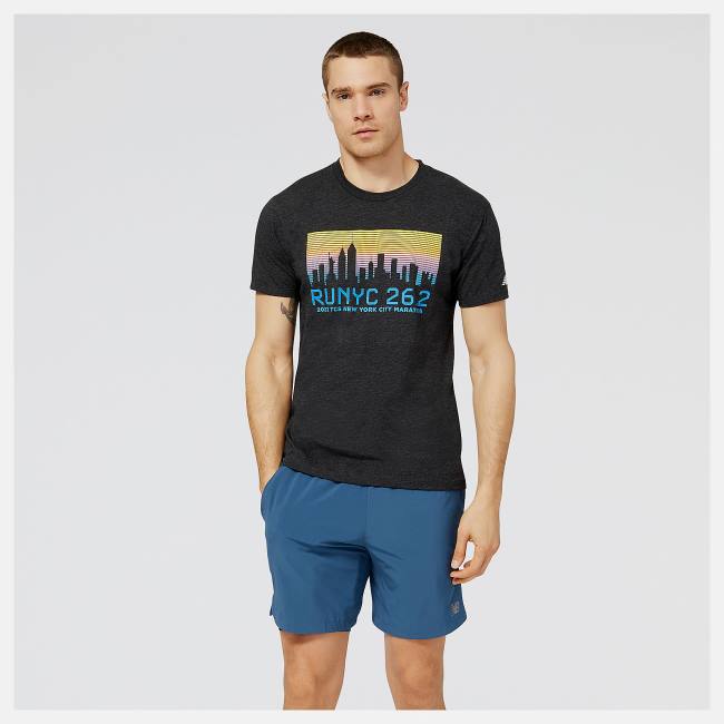 New Balance NYC Marathon RUNYC Skyline Tryck Tee T-shirt Herr Svarta | NB037CBM