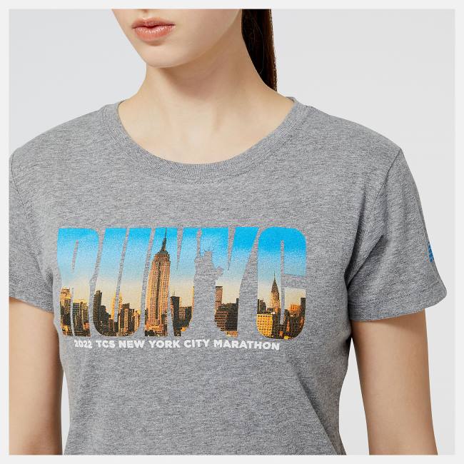 New Balance NYC Marathon RUNYC Sunset Skyline Tryck Tee T-shirt Dam Grå | NB670GFY