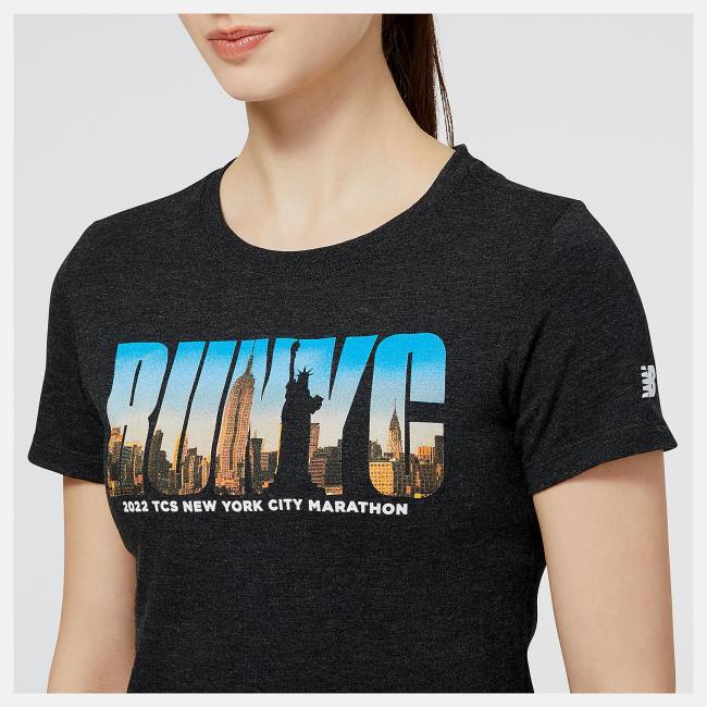 New Balance NYC Marathon RUNYC Sunset Skyline Tryck Tee T-shirt Dam Svarta | NB976OGW