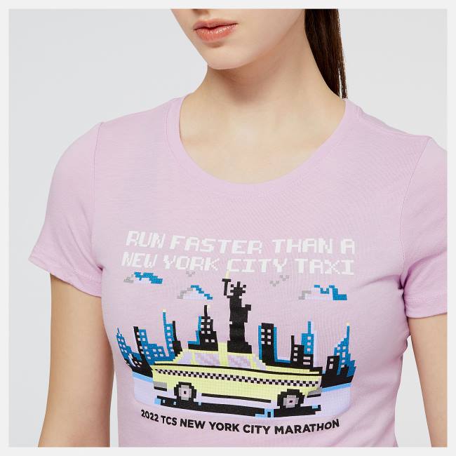 New Balance NYC Marathon Taxi Tryck Tee T-shirt Dam Lila | NB763GVJ