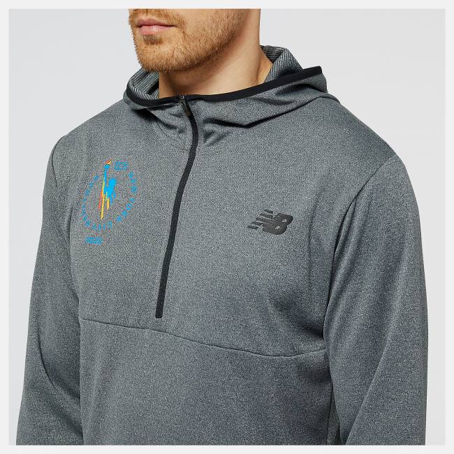 New Balance NYC Marathon Tenacity Quarter Zip Hoodie Herr Ljusgrå | NB346ZCR