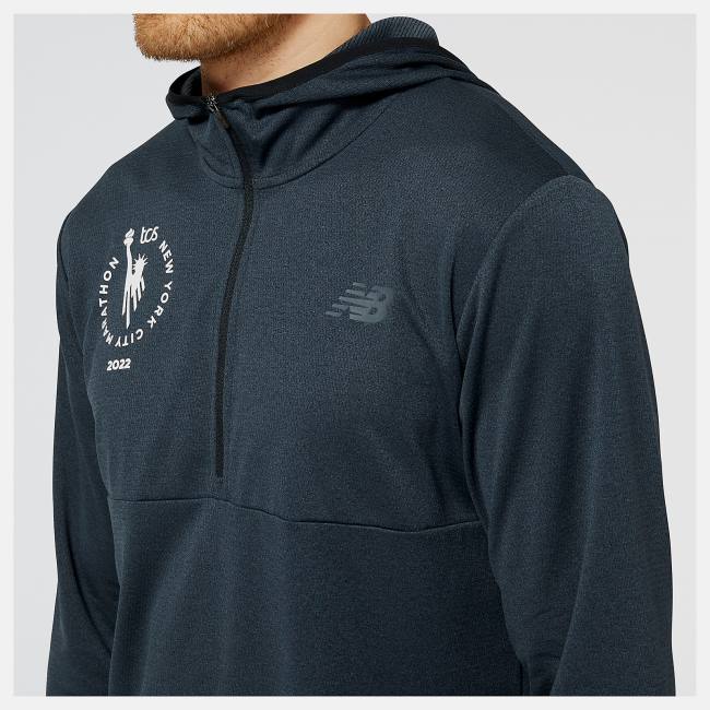 New Balance NYC Marathon Tenacity Quarter Zip Hoodie Herr Svarta | NB467YAZ