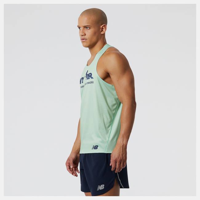 New Balance NYRR Run For Life Singlet T-shirt Herr Gröna | NB427EMY