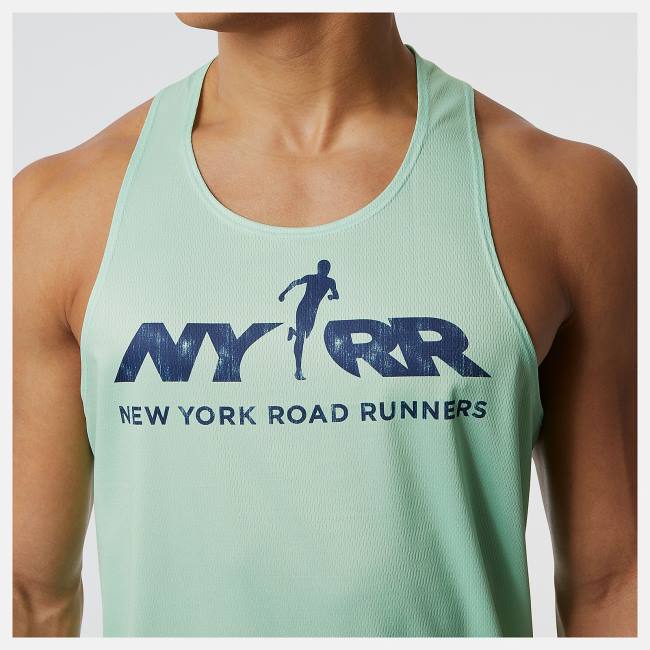 New Balance NYRR Run For Life Singlet T-shirt Herr Gröna | NB427EMY