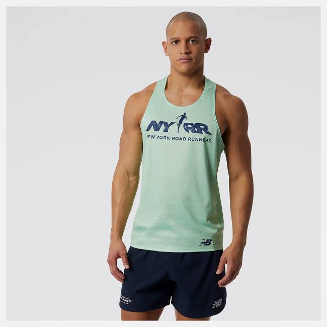 New Balance NYRR Run For Life Singlet T-shirt Herr Gröna | NB427EMY