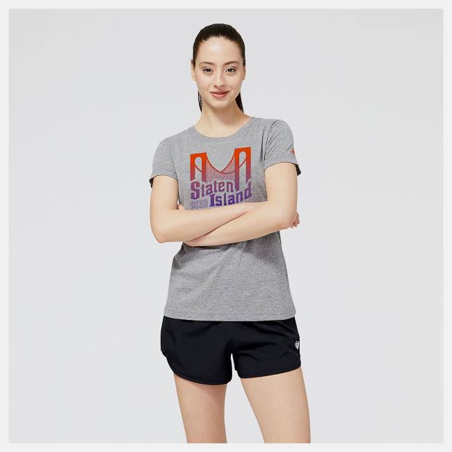 New Balance NYRR Staten Island Half Tryck T-Shirt T-shirt Dam Grå | NB263OCW