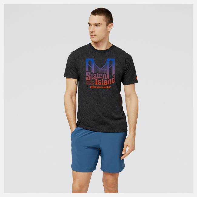 New Balance NYRR Staten Island Half Tryck T-shirt Herr Svarta | NB982WBT