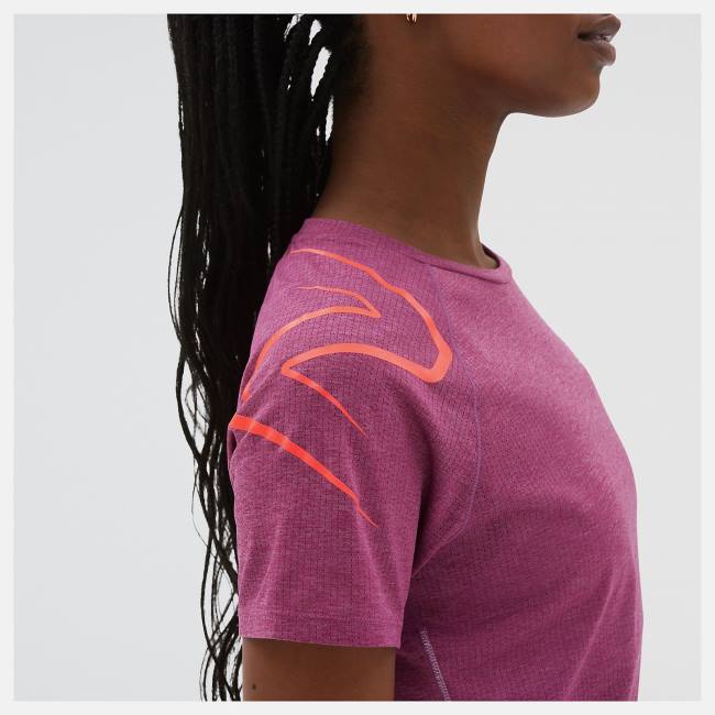 New Balance Printed Impact Run Korta Sleeve T-shirt Dam Rosa | NB178OZK