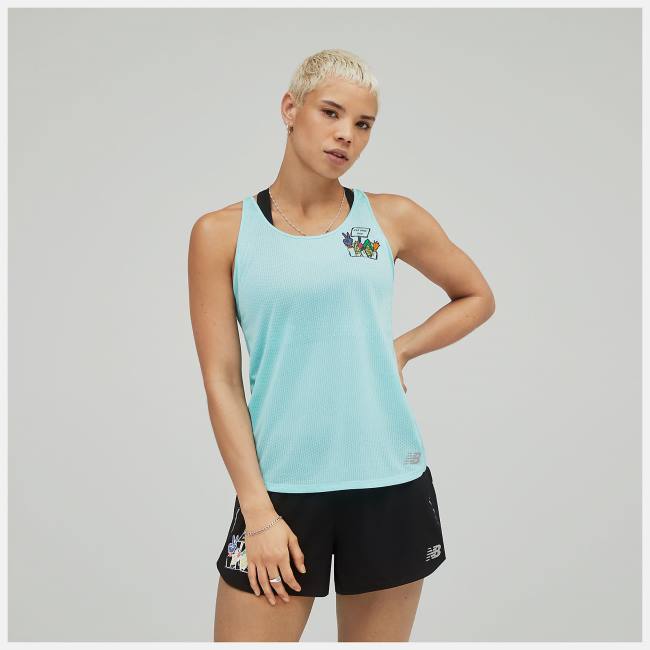 New Balance Printed Impact Run Tank T-shirt Dam Gröna | NB735OUR