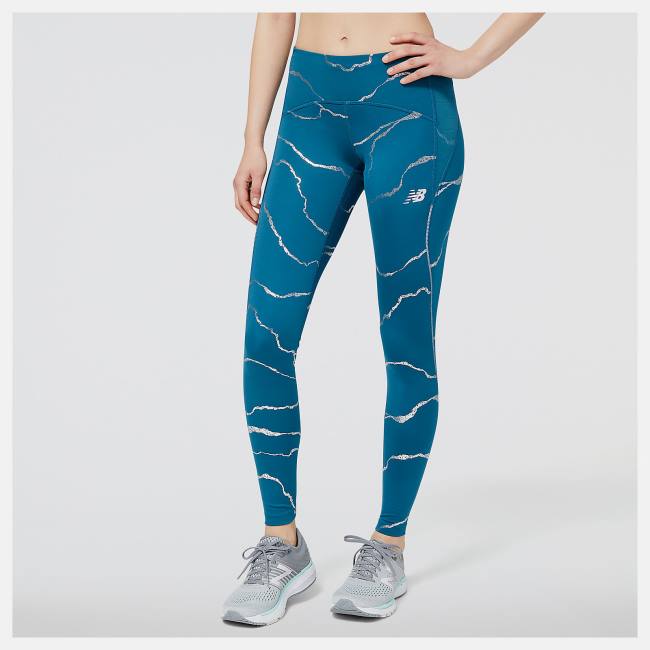 New Balance Printed Impact Run Tight Leggings Dam Blå | NB091TPU