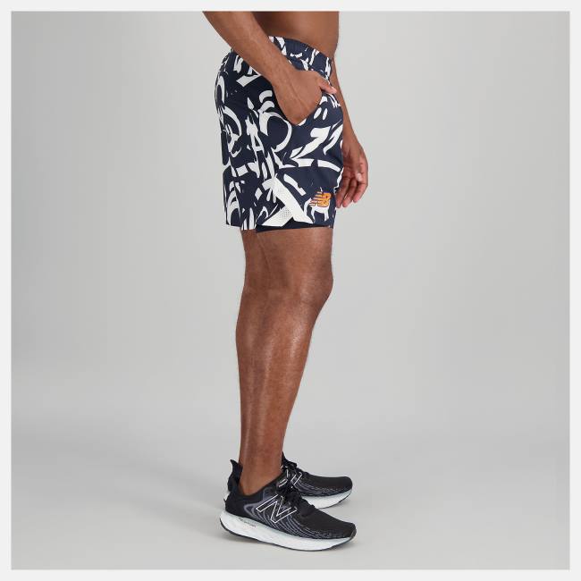 New Balance Printed Tournament 7 In Shorts Herr Marinblå | NB793QRH