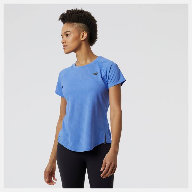 New Balance Q Speed Jacquard Korta Sleeve T-shirt Dam Blå | NB419QCS