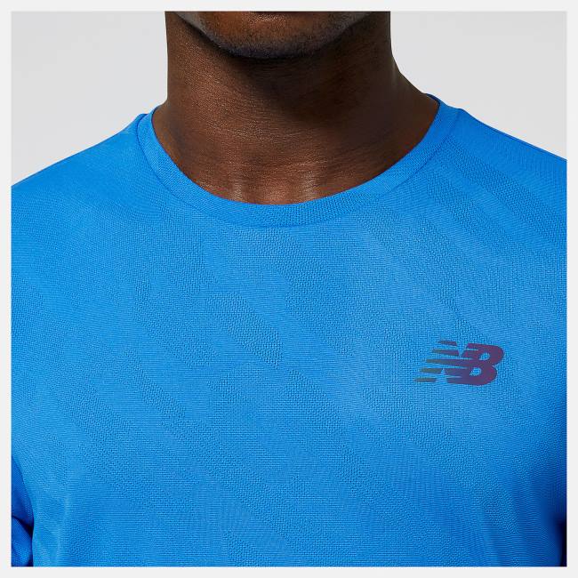 New Balance Q Speed Jacquard Korta Sleeve T-shirt Herr Mörkblå | NB781IUJ