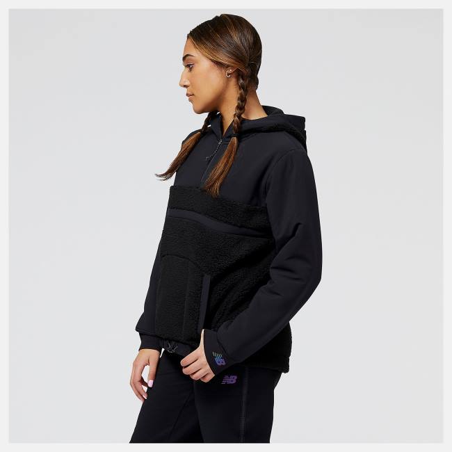 New Balance Q Speed Sherpa Anorak T-shirt Dam Svarta | NB758FYK