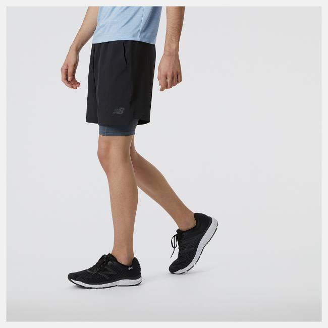 New Balance R.W.Tech 7 Inch 2-in-1 Shorts Herr Svarta | NB396GKL