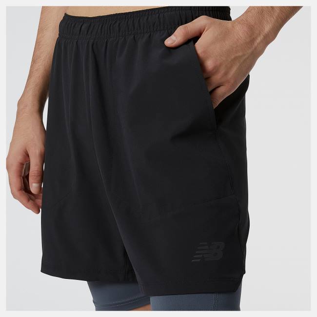 New Balance R.W.Tech 7 Inch 2-in-1 Shorts Herr Svarta | NB396GKL