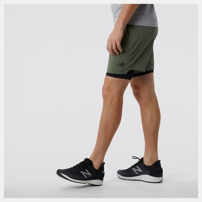 New Balance R.W.Tech 7 Inch 2-in-1 Shorts Herr Mörkolivgröna Gröna | NB924ZYX