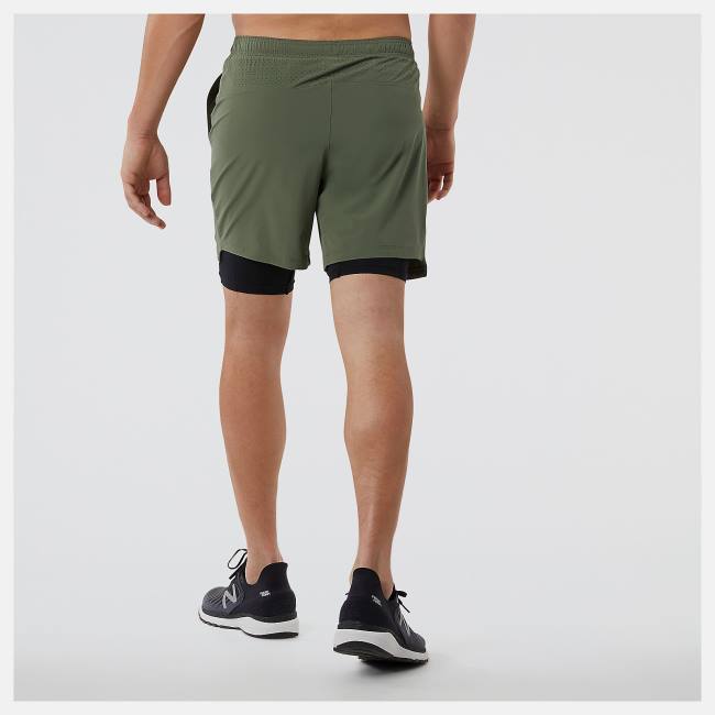 New Balance R.W.Tech 7 Inch 2-in-1 Shorts Herr Mörkolivgröna Gröna | NB924ZYX