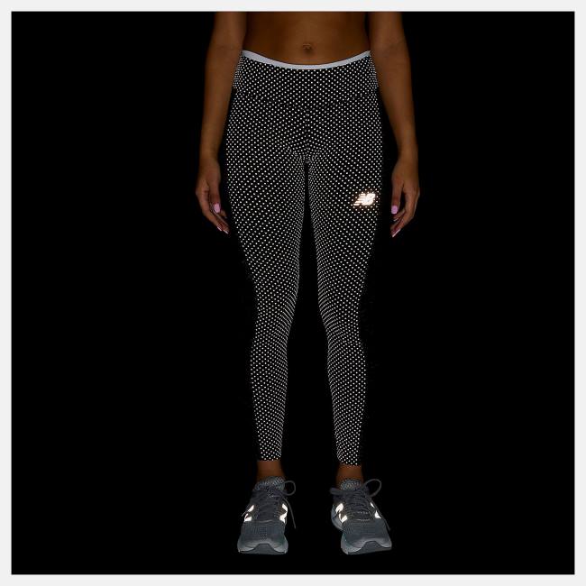 New Balance Reflective Print Accelerate Tight Leggings Dam Svarta | NB982MBA