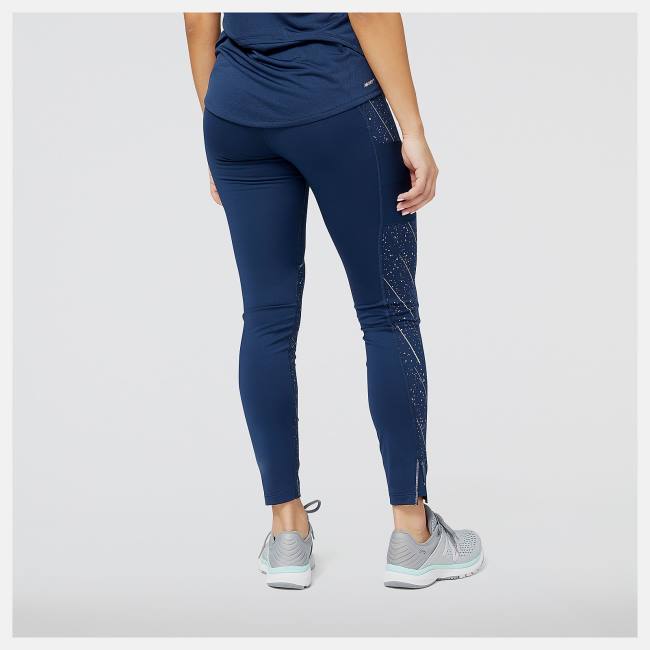 New Balance Reflective Print Impact Run Heat Tight Leggings Dam Beige Indigo | NB381NUZ