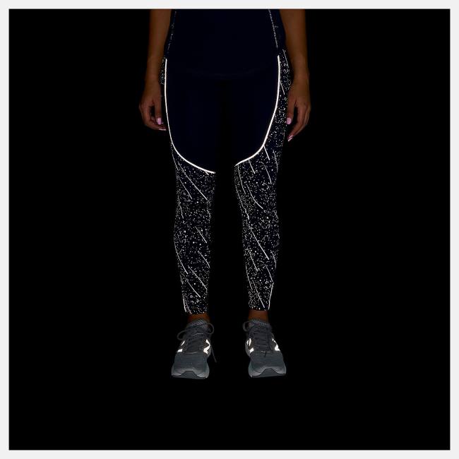 New Balance Reflective Print Impact Run Heat Tight Leggings Dam Beige Indigo | NB381NUZ