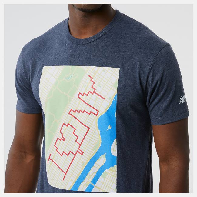 New Balance Run For Life Boroughs Tryck Korta Sleeve T-shirt Herr Marinblå | NB217VIA