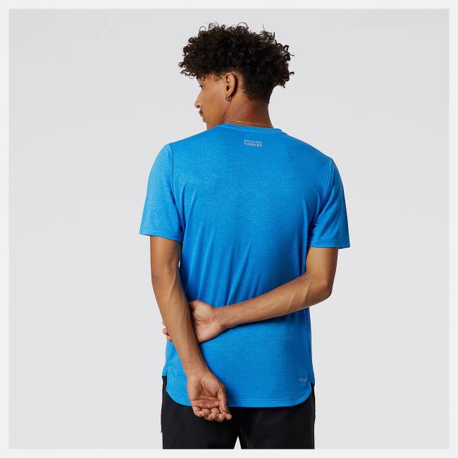 New Balance Run For Life Tryck Impact Run Korta Sleeve T-shirt Herr Blå | NB263MCX