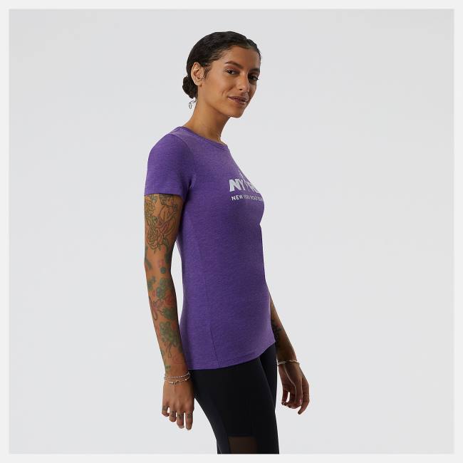 New Balance Run For Life Tryck Korta Sleeve T-shirt Dam Blå | NB795SVU