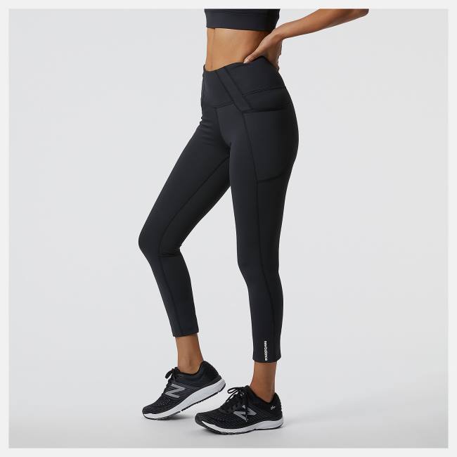 New Balance Shape Shield 7/8 High Rise Pocket Tight Leggings Dam Svarta | NB318OEY