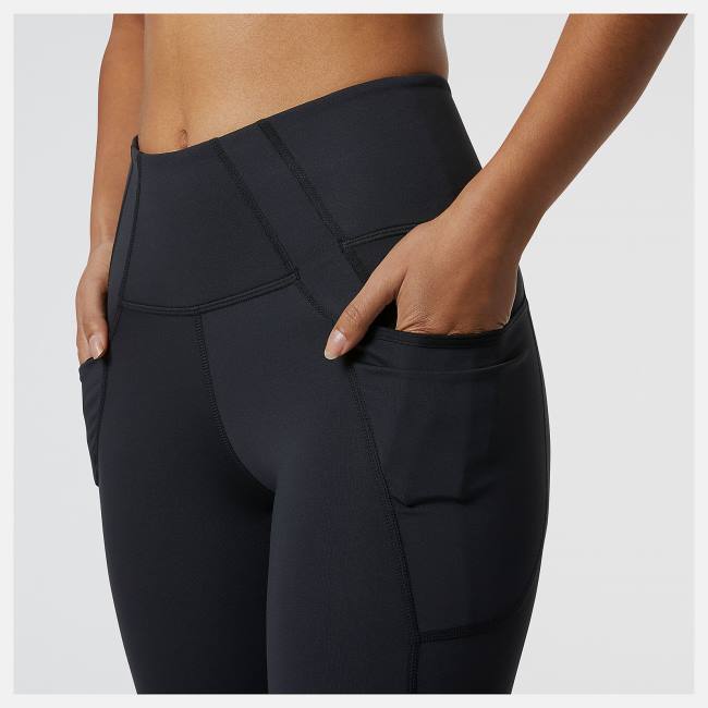 New Balance Shape Shield 7/8 High Rise Pocket Tight Leggings Dam Svarta | NB318OEY