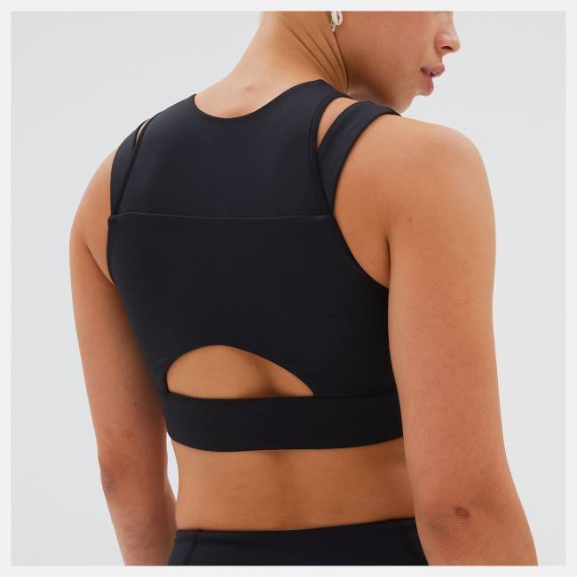 New Balance Shape Shield Crop Bra Sport Bh Dam Svarta | NB074WJA