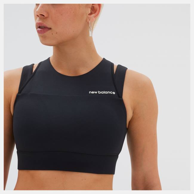 New Balance Shape Shield Crop Bra Sport Bh Dam Svarta | NB074WJA