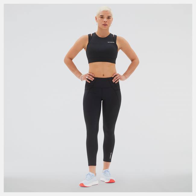 New Balance Shape Shield Crop Bra Sport Bh Dam Svarta | NB074WJA