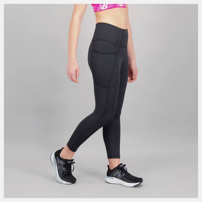 New Balance Shape Shield High Rise Pocket Crop Leggings Dam Svarta | NB475JBM