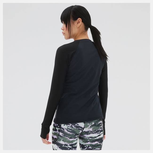 New Balance Shape Shield Long Sleeve T-shirt Dam Svarta | NB589NYM