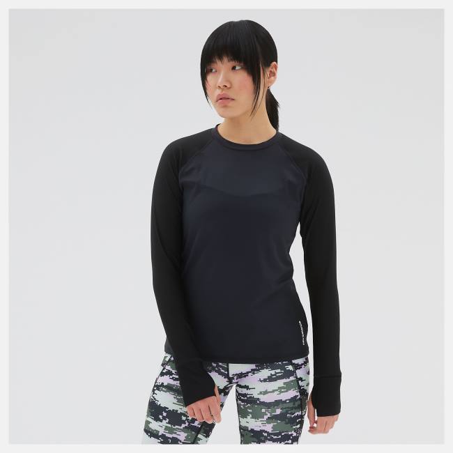 New Balance Shape Shield Long Sleeve T-shirt Dam Svarta | NB589NYM