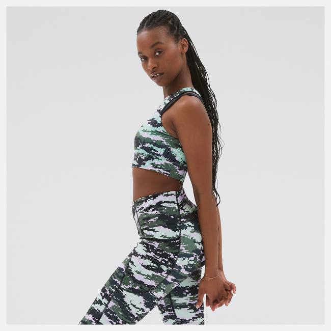 New Balance Shape Shield Printed Crop Bra Sport Bh Dam Ljusmintgröna | NB650AIL