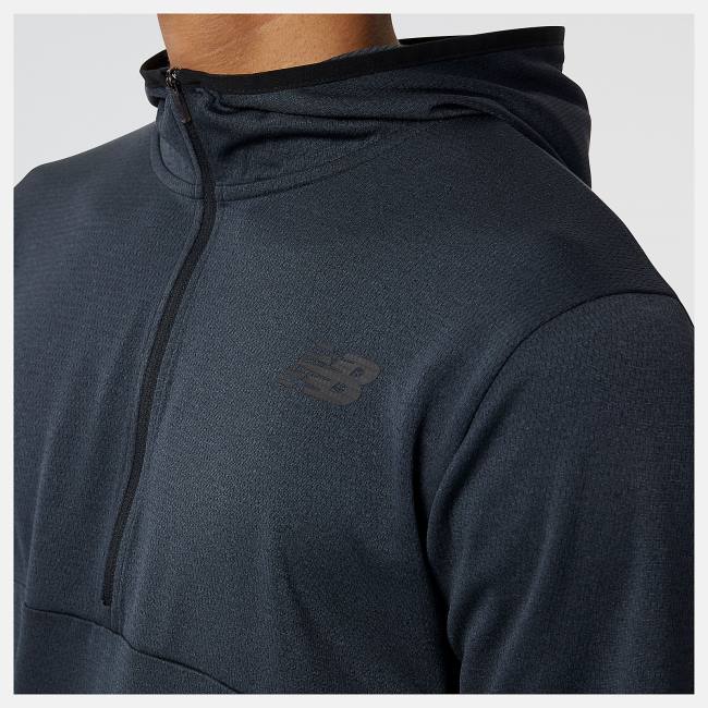 New Balance Tenacity Hooded 1/4 Zip Hoodie Herr Svarta | NB235OLR