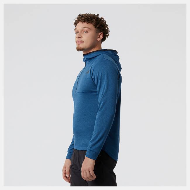 New Balance Tenacity Hooded 1/4 Zip Hoodie Herr Mörkblå | NB254MUV