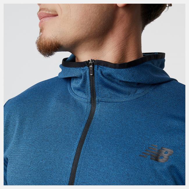 New Balance Tenacity Hooded 1/4 Zip Hoodie Herr Mörkblå | NB254MUV