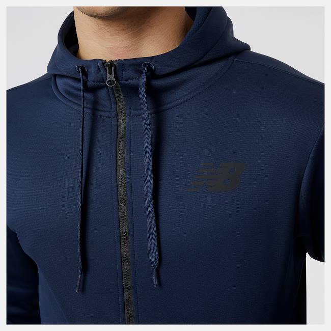 New Balance Tenacity Performance Fleece Full Zip Hoodie Herr Beige Indigo | NB671SZL