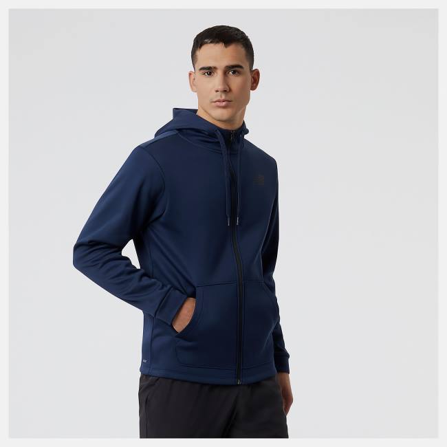 New Balance Tenacity Performance Fleece Full Zip Hoodie Herr Beige Indigo | NB671SZL