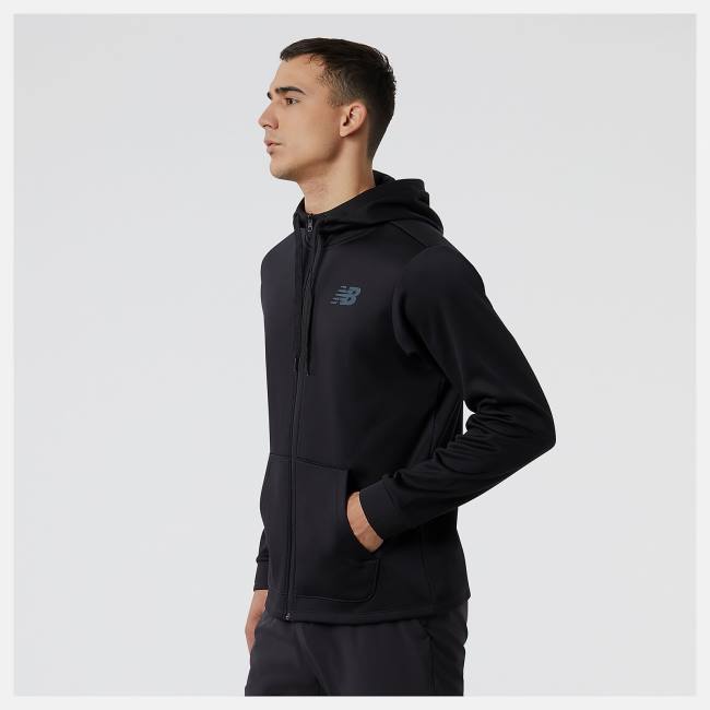 New Balance Tenacity Performance Fleece Full Zip Hoodie Herr Svarta | NB725HYV